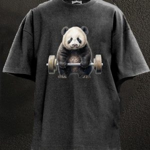 weightlifting panda Washed Gym Shirt