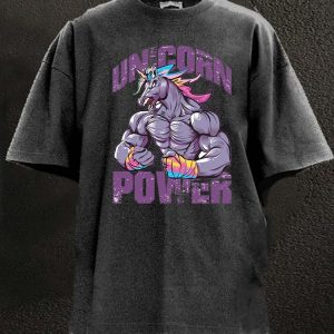 unicorn power WASHED GYM SHIRT